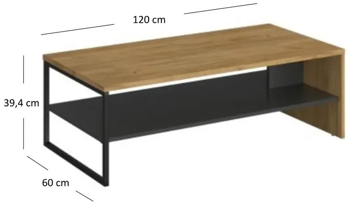 Prostokątna ława w stylu industrialnym - Vinos 6X