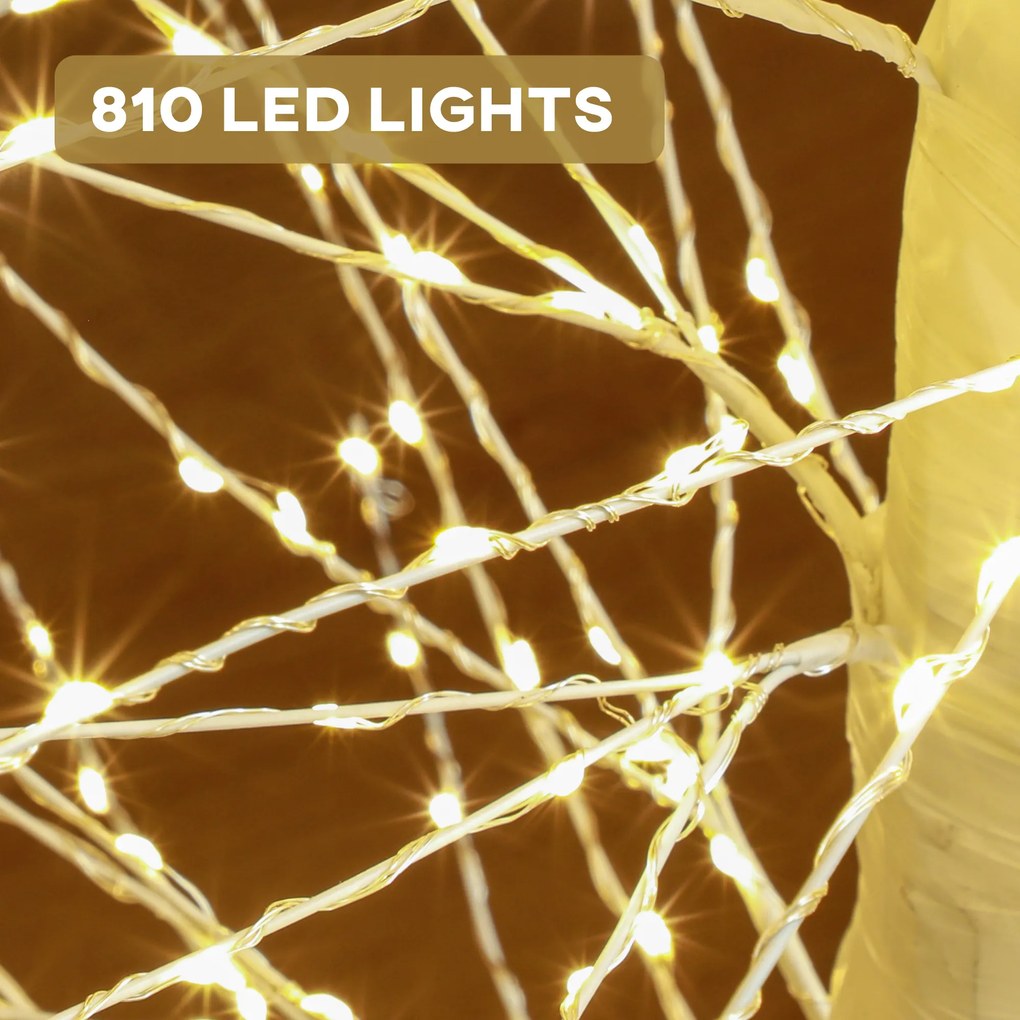 HOMCOM Sztuczna Tanna z Oświetleniem LED, 180 cm Wysokość, Realistyczna Kora, Biały