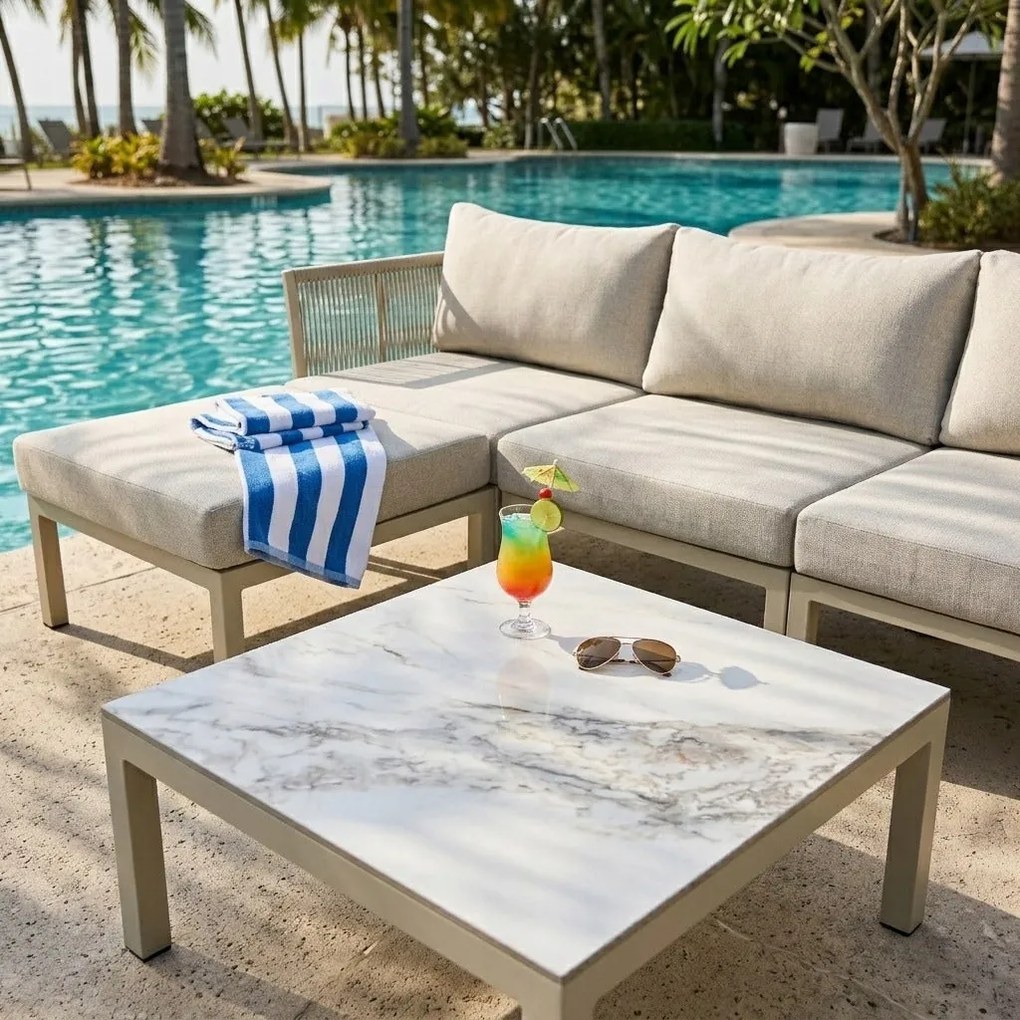 Modułowy zestaw mebli ogrodowych beżowy