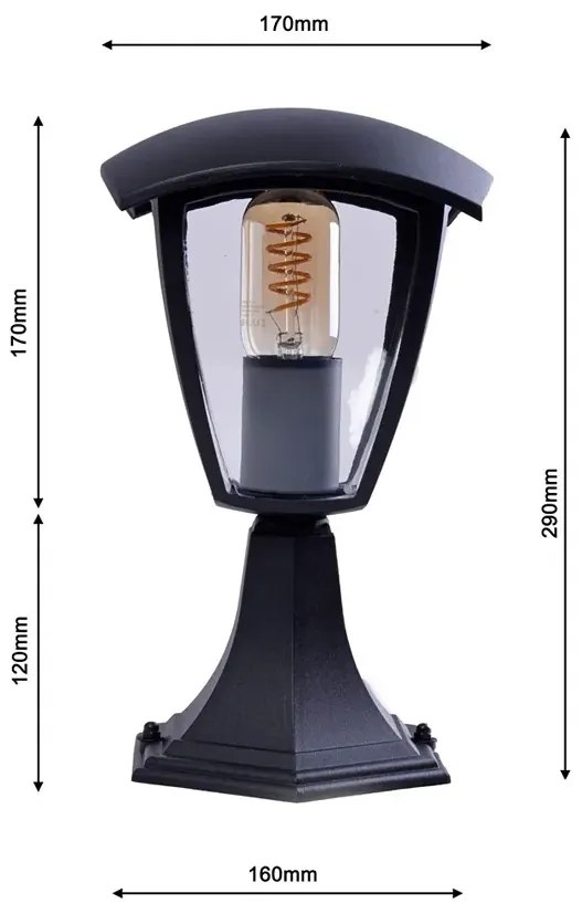 Niska lampa ogrodowa czarna - N002-Bernes