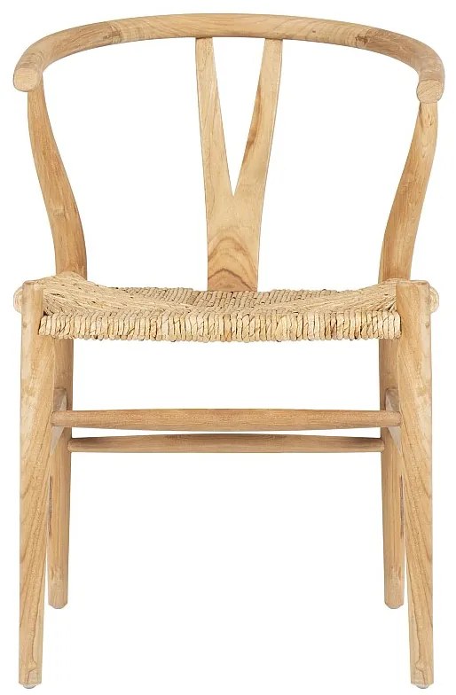 Krzesło z drewna tekowego i słomy - Kolor: naturalny - POGIANA