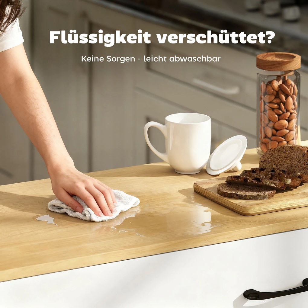 HOMCOM Wyspa kuchenna na kółkach z rozkładanym blatem szafką soft-close szufladami i wieszakiem na ręczniki biała | Aosom PL