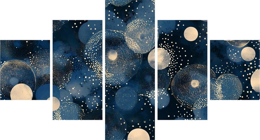 Obraz - Niebiesko-złote pierścienie (125x70 cm)