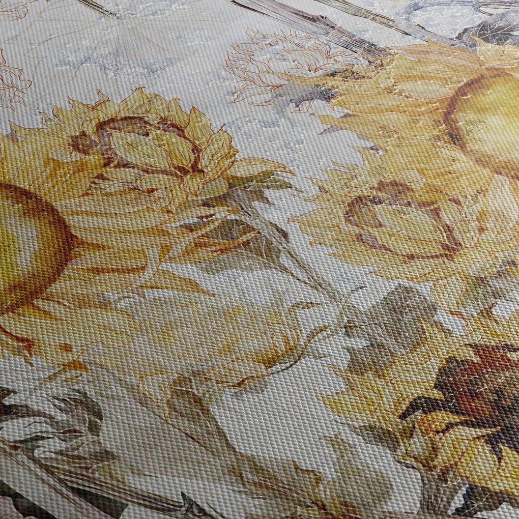 Obraz - Słoneczniki na ścianie (70x50 cm)