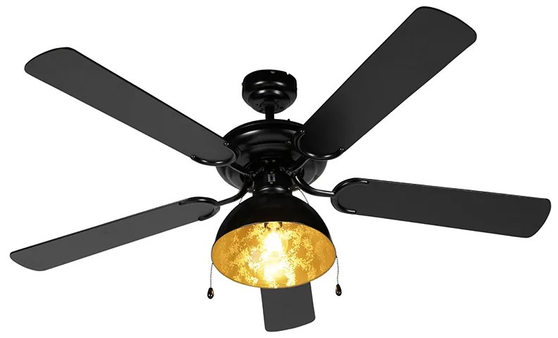 Czarny Wentylator sufitowy z lampą z beżowymi elementami 130 cm ze sznurkiem - Mistral MagnaPrzemysłowy Oswietlenie wewnetrzne