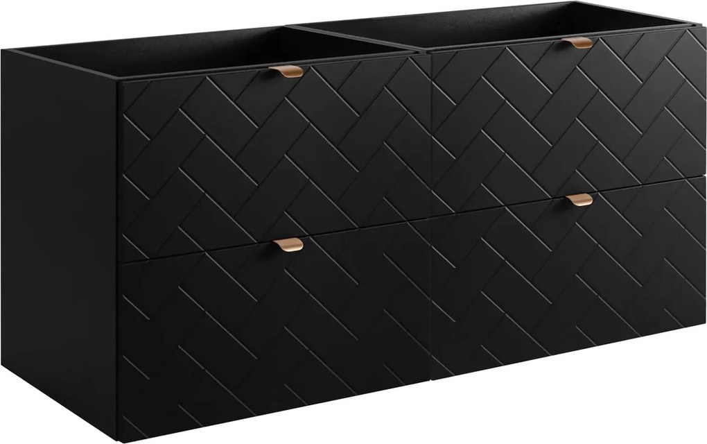 Czarna wisząca szafka łazienkowa pod 2 umywalki 120 cm P7-R06