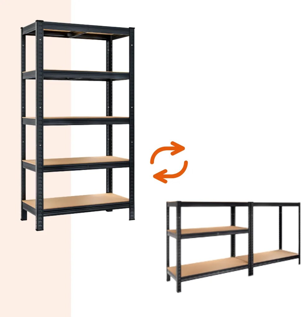 Regał o dużej nośności HEAVY, maks. 875kg, 90x40x180cm, czarny Jurhan