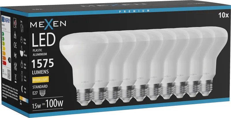 Mexen Nova 10x żarówka LED E27, R80, 15W, Ciepła - 3000K, 1575 lm - L105-E27-1530-01x10