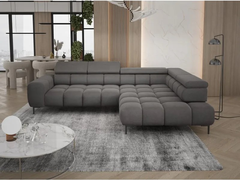 Narożnik PLAZA L Prawostronny z elektryczną regulacją siedziska w tkaninie APHRODITE 22 WERSAL