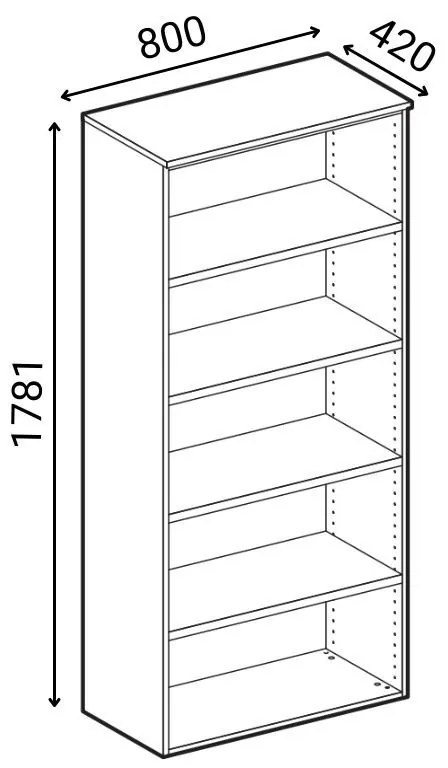 Szafa biurowa z szufladami PRIMO GRAY, 1781 x 800 x 420 mm, szary/dąb naturalny