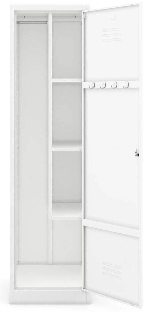Szafa gospodarcza metalowa wąska biała, 500x1850x500 mm: AGNES
