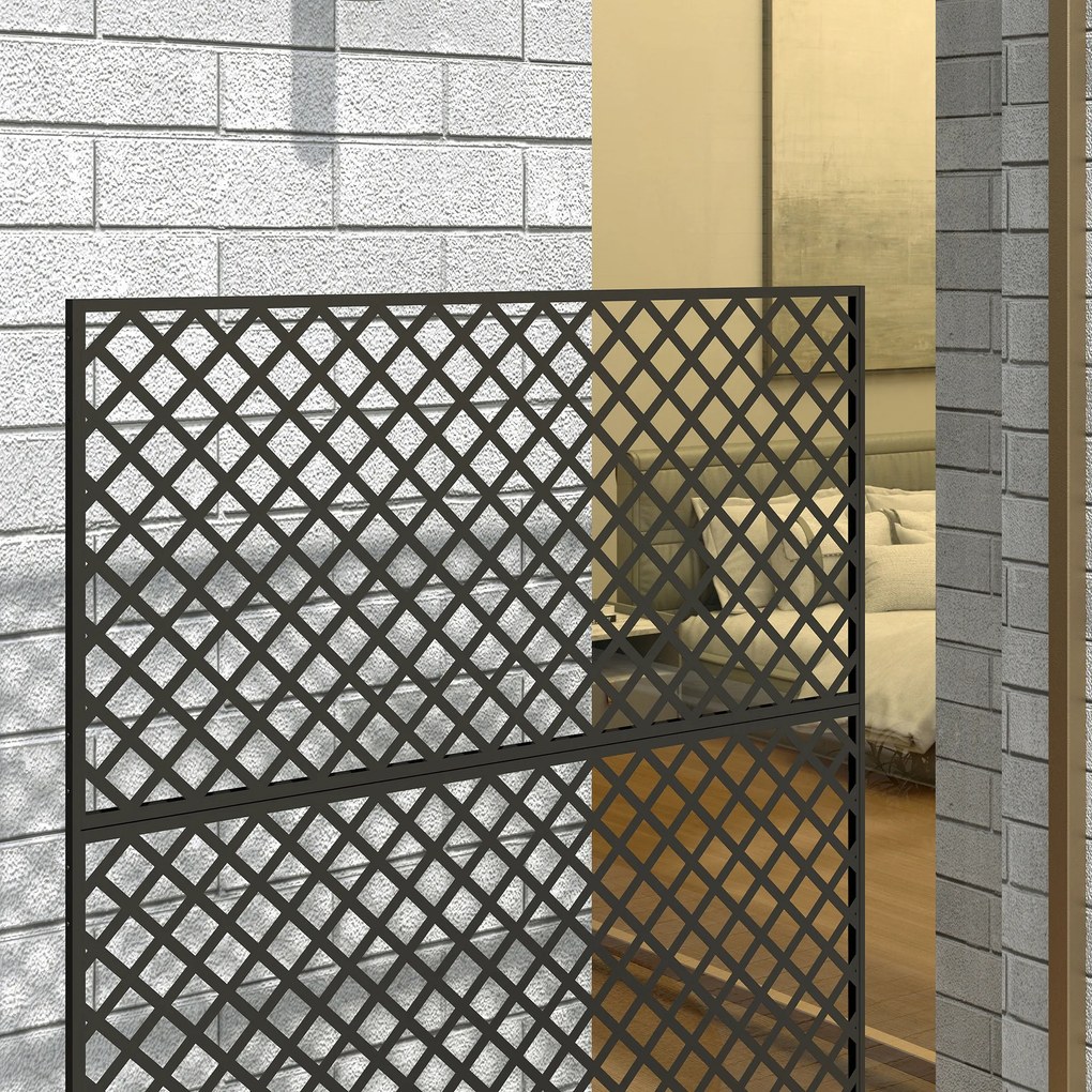 Outsunny Metalowy ekran ogrodowy wolnostojąca przegroda na taras werandę i ogród czarna stal | Aosom PL