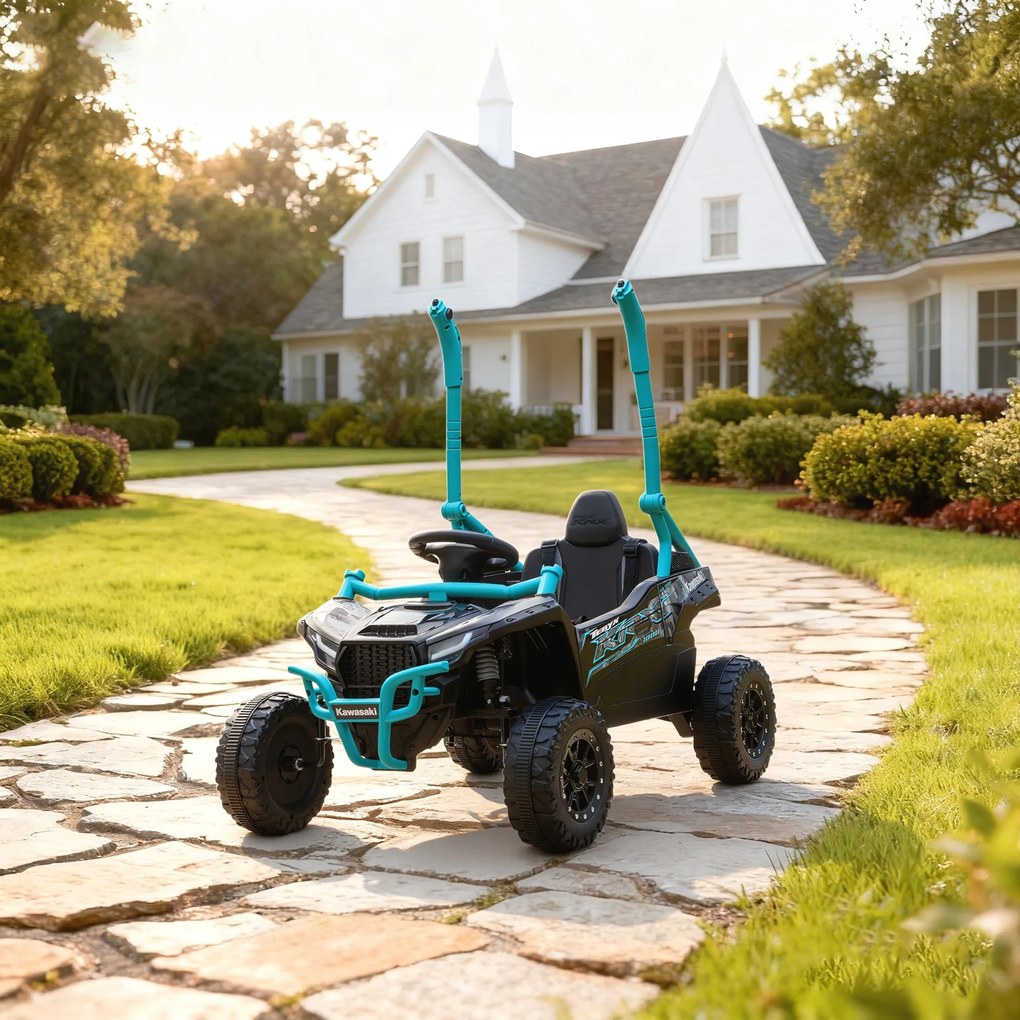 AIYAPLAY 12V Elektryczny pojazd terenowy dla dzieci, pilot, światła LED, muzyka, klakson, dla dzieci 3-8 lat, niebieski