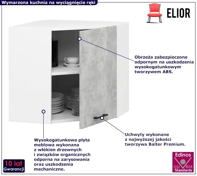 Narożna szafka kuchenna w kolorze betonu - Poli 23X