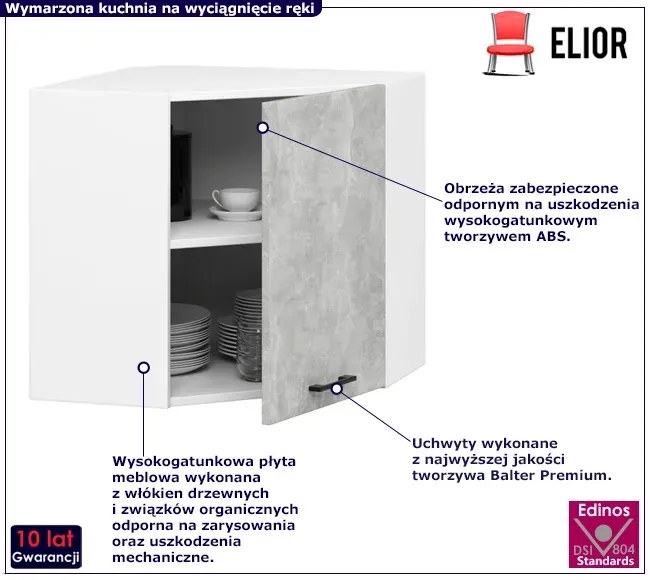 Narożna szafka kuchenna w kolorze betonu Revers