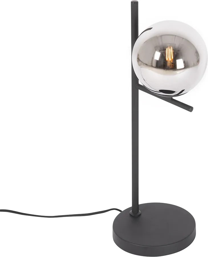 Lampa stołowa art deco czarna i przydymione szkło - Flore