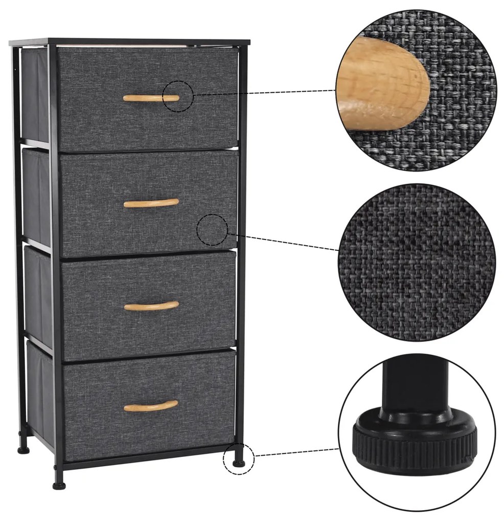 Komoda z szufladami z tkaniny PALMERA, czarny