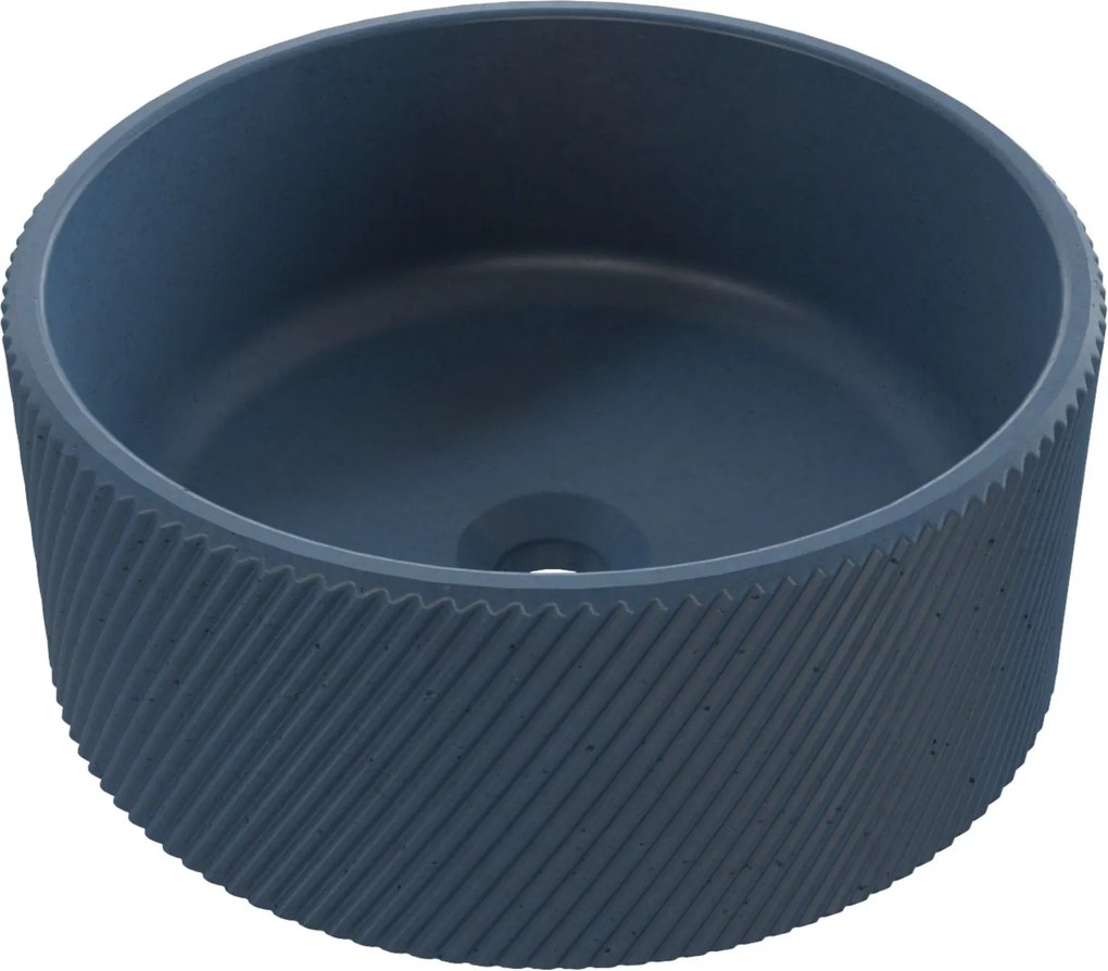 Massi Umywalka betonowa nablatowa okrągła bez otworu na baterię 37 cm VIJA | różne kolory : Kolor - Niebieski denim