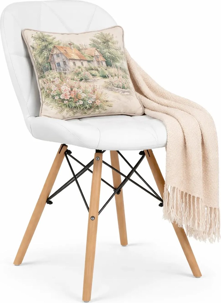 Białe tapicerowane krzesło kuchenne B0-F92