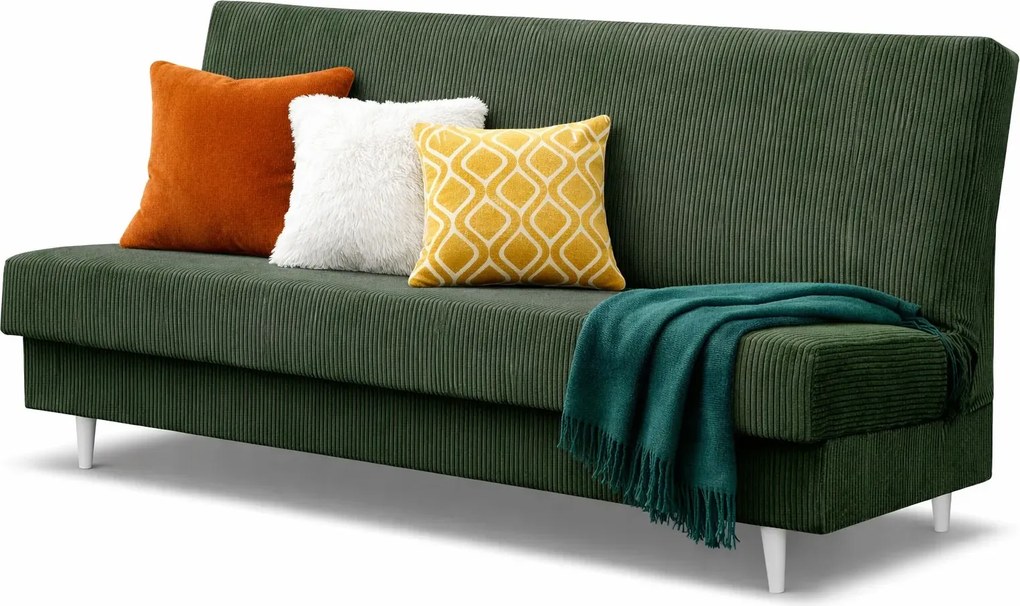 Ciemnozielona rozkładana wersalka sztruksowa P5-G91