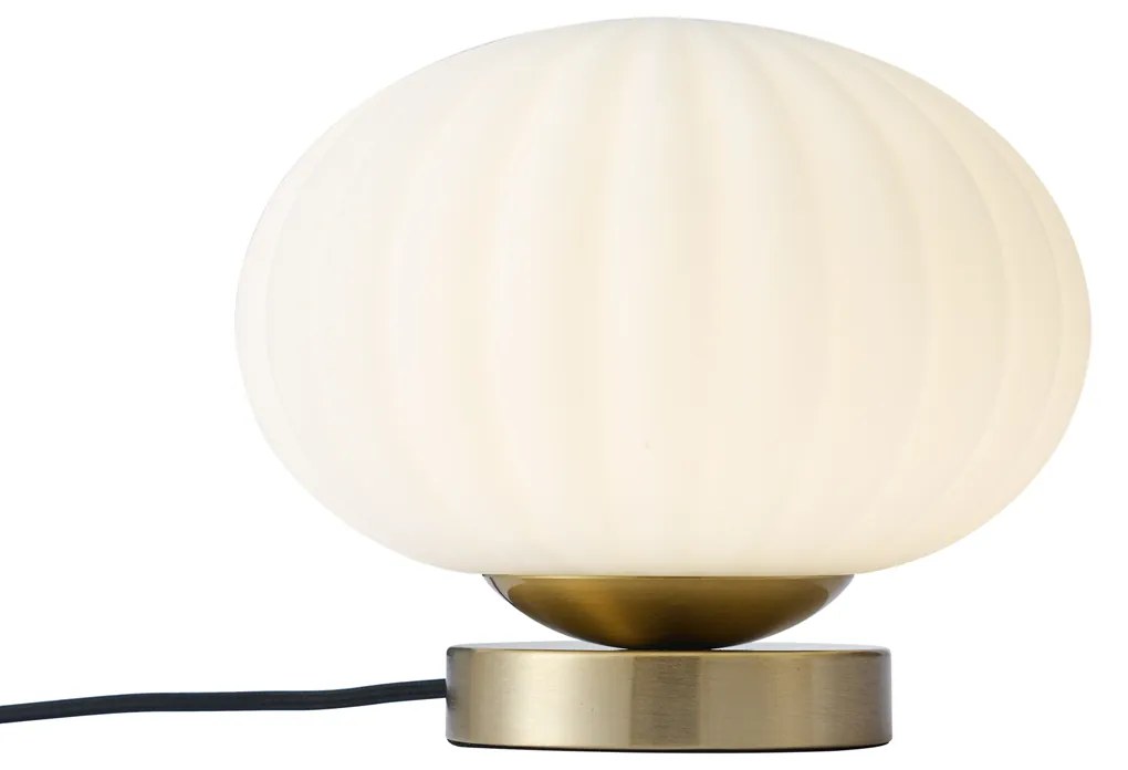 Designerska lampa stołowa mosiężna ze szkłem opalowym - MochiDesignerski Oswietlenie wewnetrzne