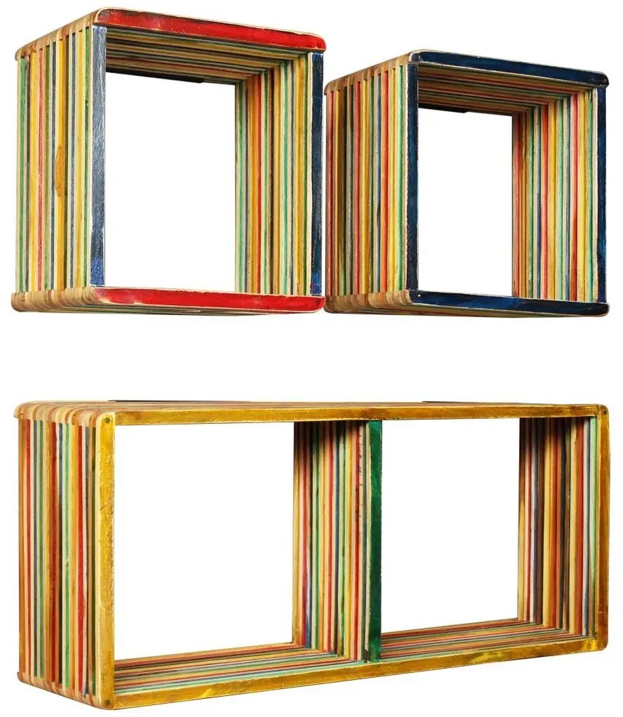 Zestaw modułowych półek ściennych z drewna odzyskanego Z5-Z01