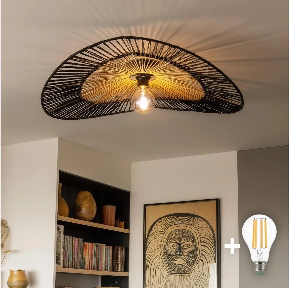 Brilagi - LED Przysufitowy żyrandol CERIA BOHO 1xE27/40W/230V śr. 80 cm czarny/brązowy/dąb