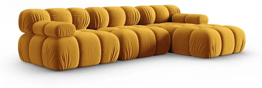 Żółta aksamitna sofa 285 cm Bellis – Micadoni Home