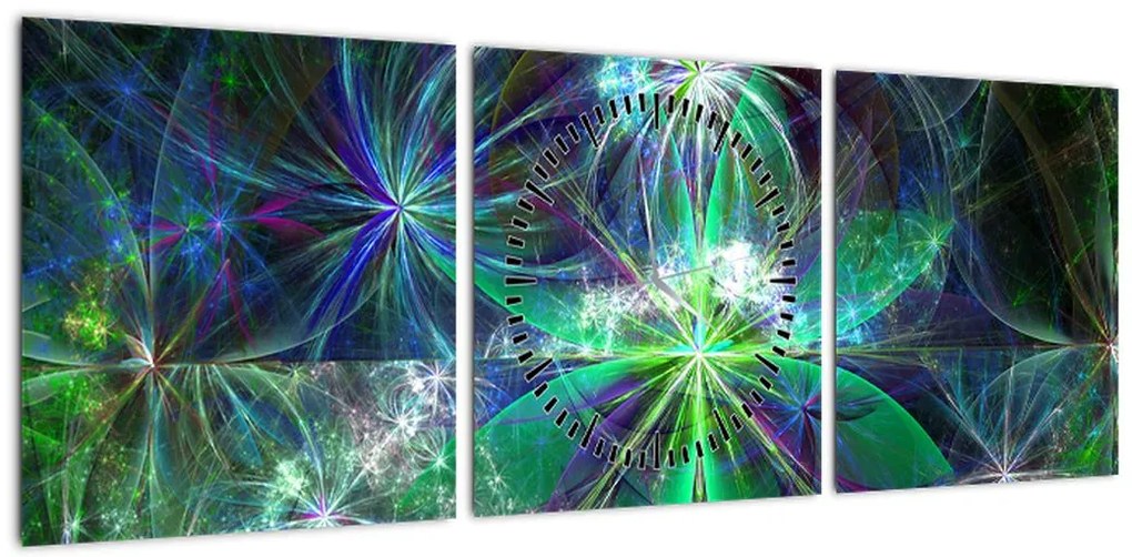 Obraz - Abstrakcyjne kształty geometryczne (z zegarem) (90x30 cm)
