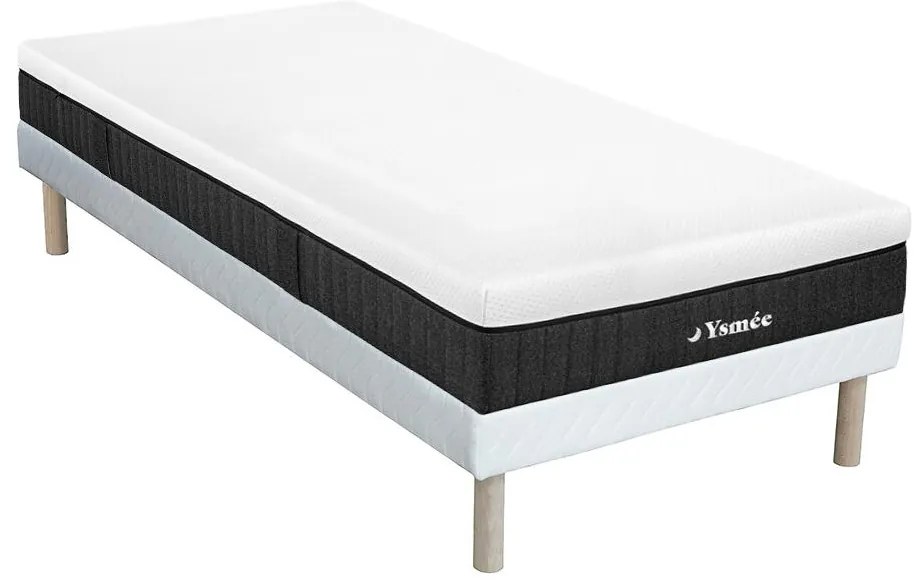 Zestaw 90 x 190 cm stelaż uniwersalny + materac o grub. 21 cm z 5-strefowymi sprężynami kieszeniowymi - CIDORA marki YSMÉE