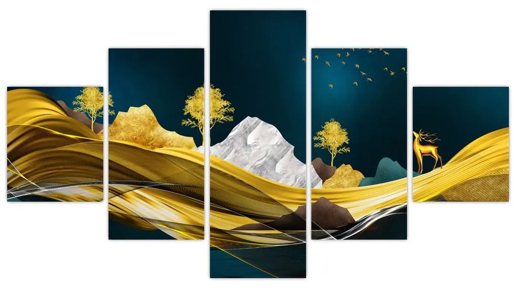 Obraz - Jeleń w krajobrazie (125x70 cm)