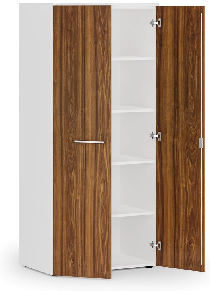 Szafa biurowa z drzwiami PRIMO WHITE, 800 x 500 x 1781 mm, biały/orzech