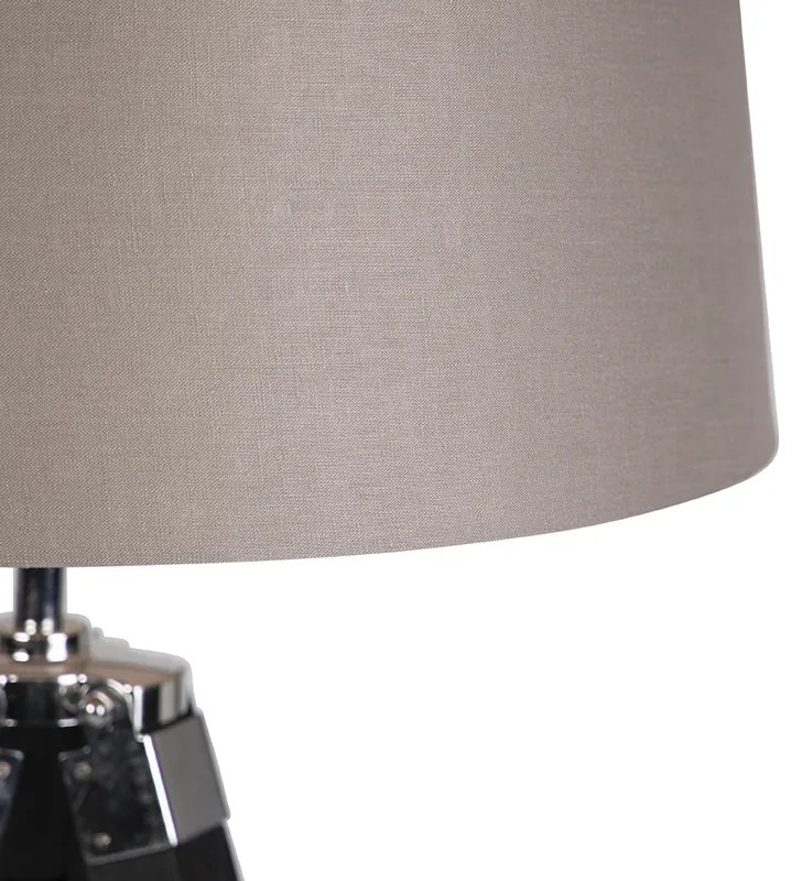 Lampa podłogowa statyw czarna z kloszem 45cm len taupePrzemysłowy Oswietlenie wewnetrzne