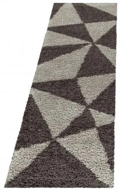 Dywan shaggy Tango trójkąty brązowo-szary 80 cm x 250 cm