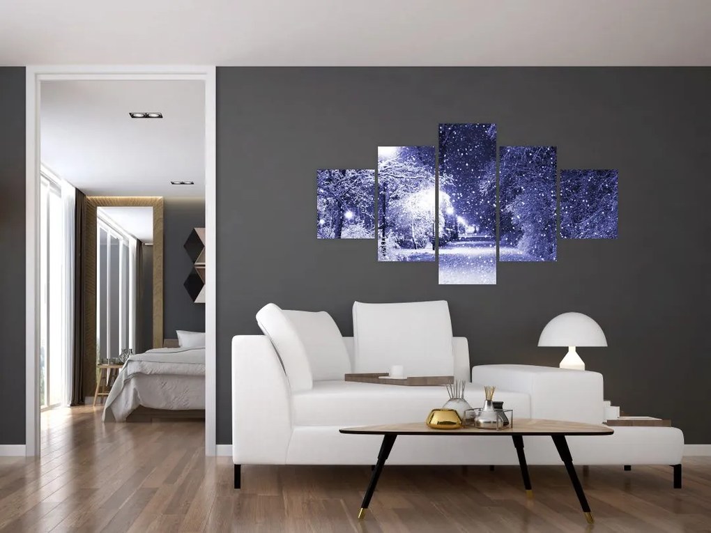 Obraz - Magiczna zimowa noc (125x70 cm)