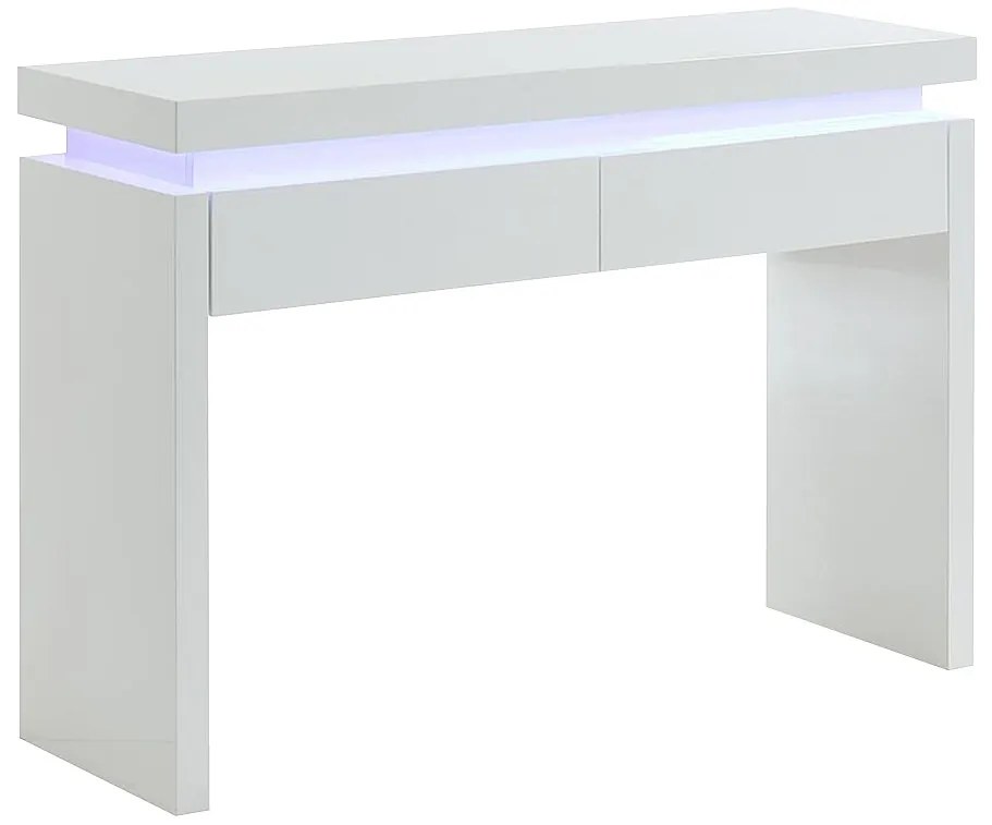 Konsola EMERSON – oświetlenie LED – 2 szuflady – MDF lakierowany w kolorze białym