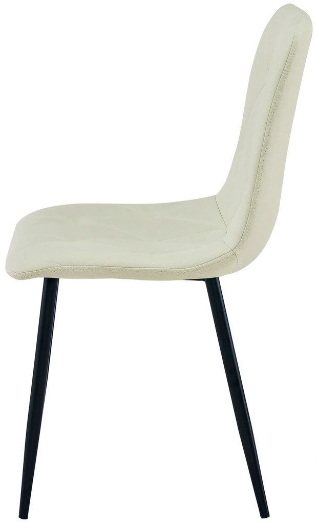 Beżowe krzesło tapicerowane z czarnymi nogami D0-M97