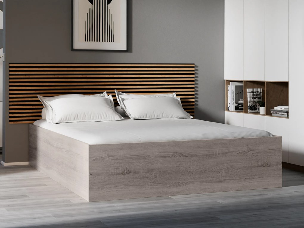Łóżko BELLA 160 x 200 cm, dąb truflowy Stelaż: Ze stelażem listwowym elastycznym, Materac: Bez materaca