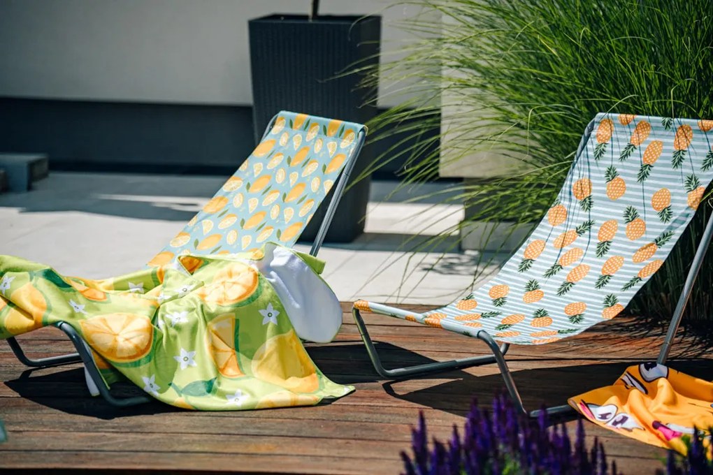 Zestaw 2 szt. składanych leżaków plażowych SAND PINEAPPLE, kolorowe