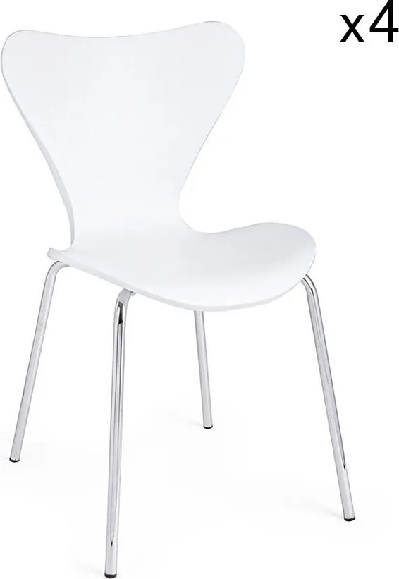 Zestaw 4 białych krzeseł z polipropylenu i nóg z chromowanej stali - TESSA