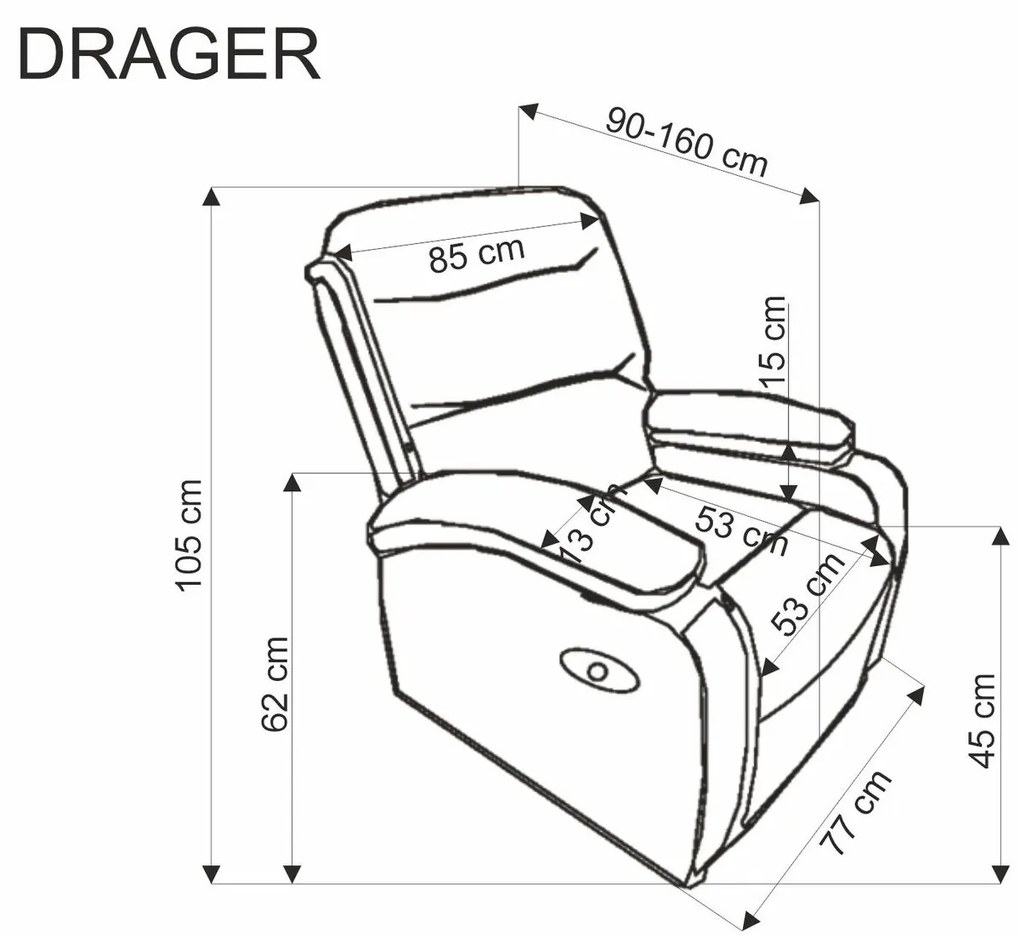 Fotel wypoczynkowy do salonu rozkładany czarny welur DRAGER