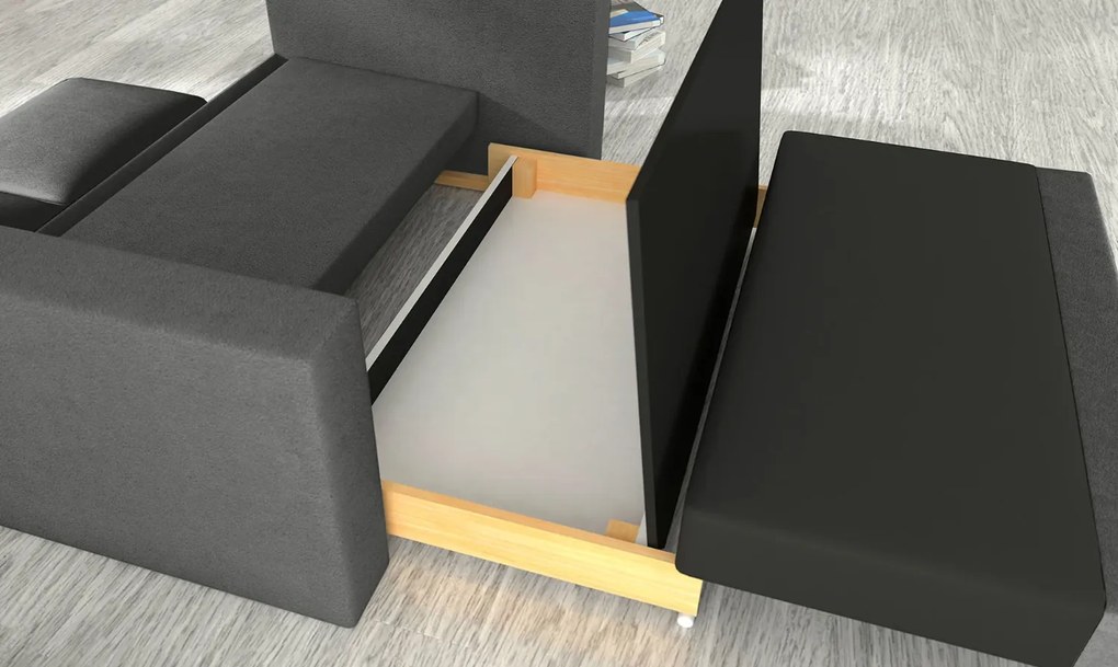 Rozkładana sofa 2-osobowa WAVE, ciemnoszara