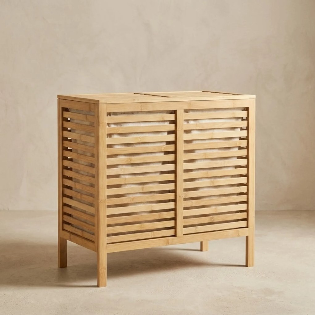 Podwójny kosz na pranie, bambusowy MOA, 90 l