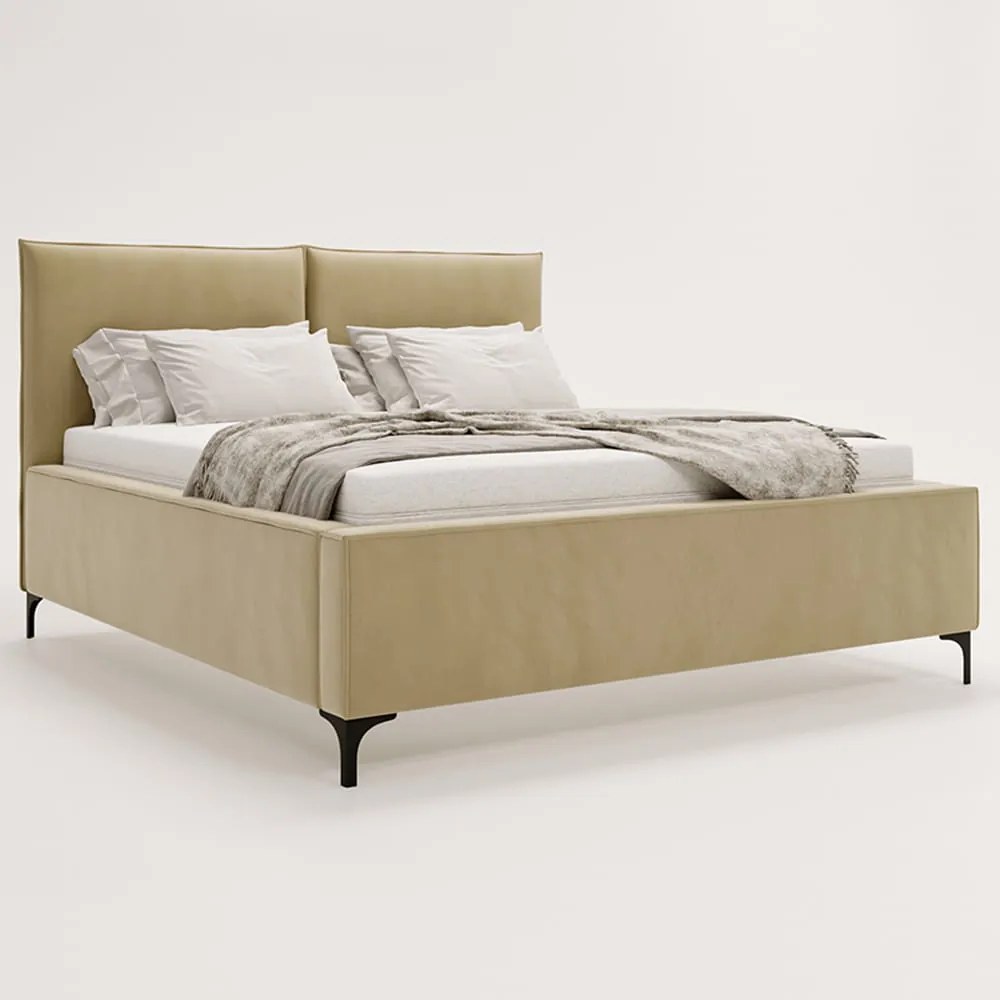 Łóżko tapicerowane LULU z pojemnikiem na pościel na wysokich nóżkach