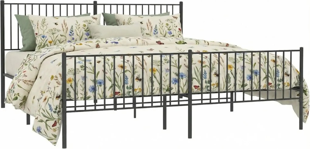 Czarne metalowe łóżko małżeńskie 200x200cm B8-L33