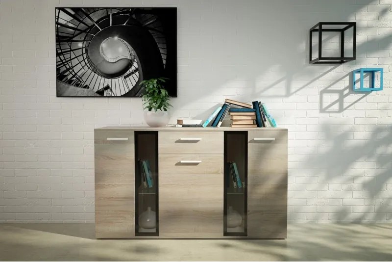 Meblościanka Salso biała witryny szafka rtv zestaw mebli do salonu