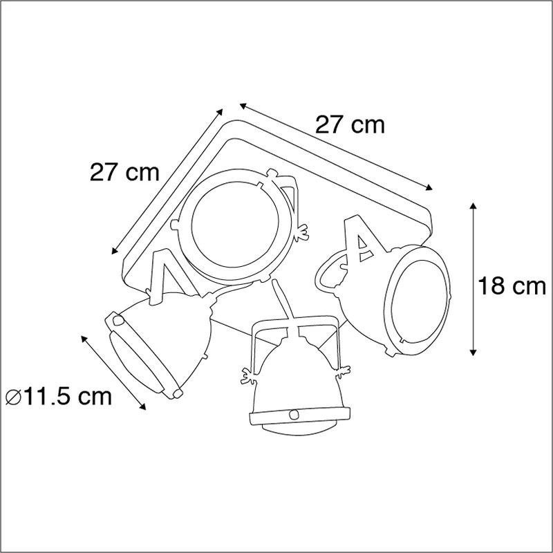 Inteligentna lampa sufitowa stal z drewnem, w tym 4 WiFi GU10 - EmadoPrzemysłowy Oswietlenie wewnetrzne