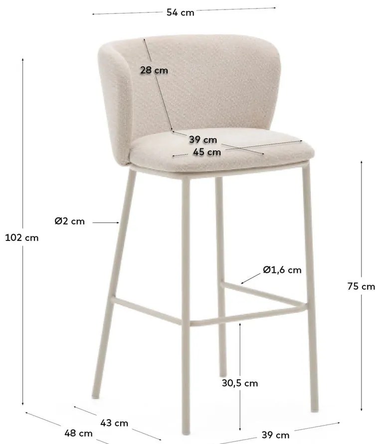 Beżowy hoker (wysokość siedziska 75 cm) Ciselia – Kave Home