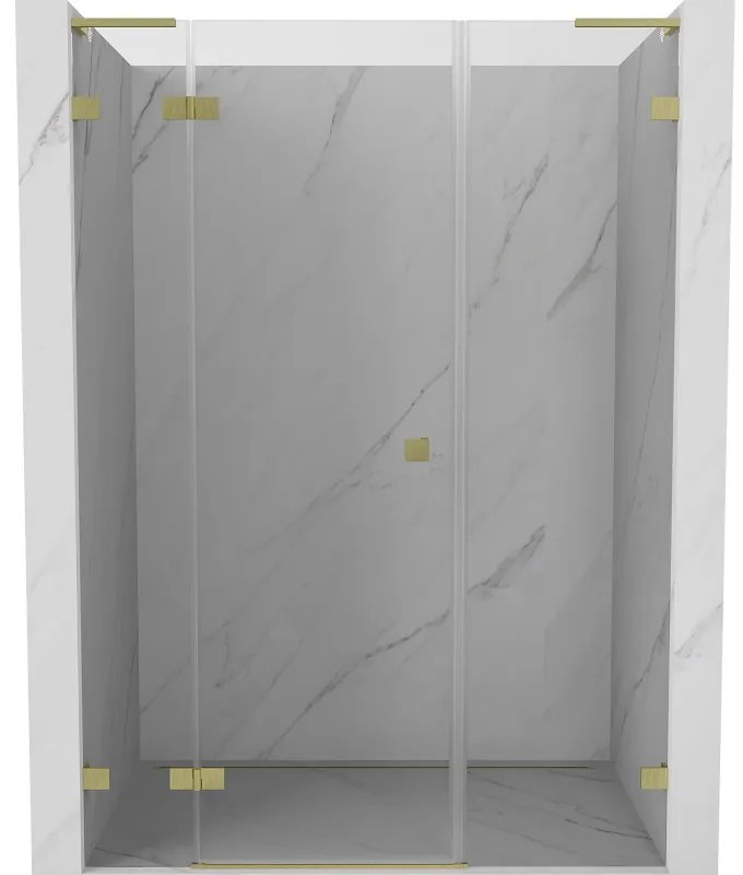 Mexen Lunar L drzwi prysznicowe uchylne lewe 155 cm, transparent, złote szczotkowane - 834SL-155-050-55-00-L