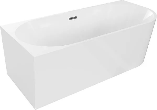 Mexen Mia wanna wolnostojąca narożna lewa 140 x 75 cm, biała, przelew gun gray szczotkowany - 52691407500L-66
